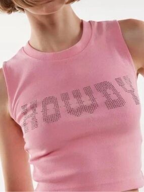 Urban Outfitters Kimchi Blue Pink "Howdy" Muscle Tee